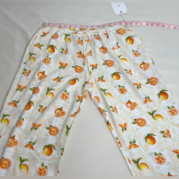 Angel Kiss Linen Beach Pants Oranges Print Summer Multicolor Size L WithPocket - Picture 3 of 9